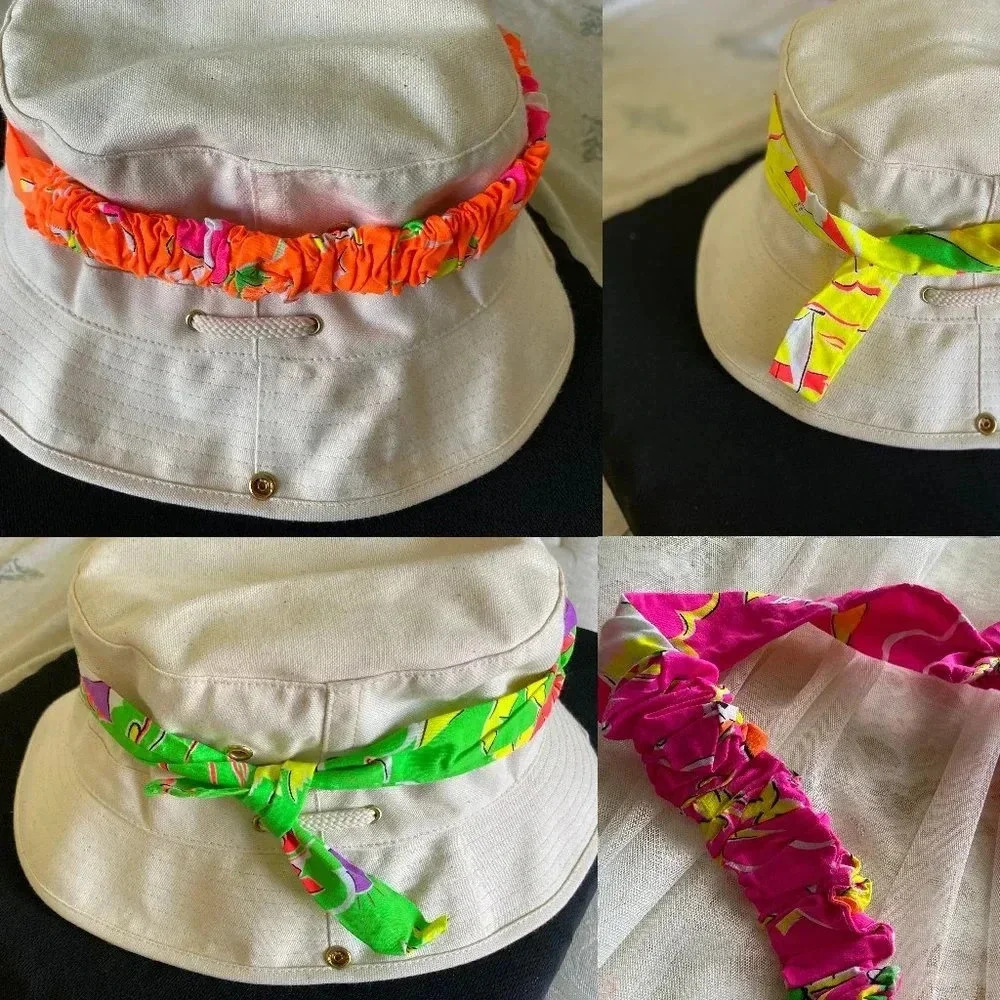 Women's HatBand - Set of 4 Colorful hatbands for Bucket Hat Elastic/Adjustable
